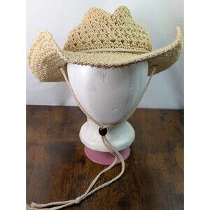 Vince Camuto Crochet Woven Adjustable Braided Rope Bolo Pull Tie Western Hat OS